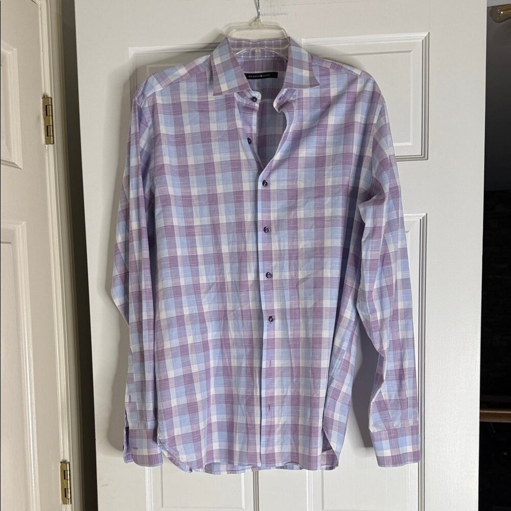 Hammer made Lavender Checkered Men's Button-Down Shirt. 41/16. Large